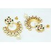 Designer dangle chand bali Earrings Gold Plated uncut white Stones white beads